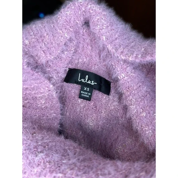 Lulus Pink Preppy Fuzzy Knit Feminine Cowl Neck Cozy Fall Sweater Dress XS - Picture 2 of 7